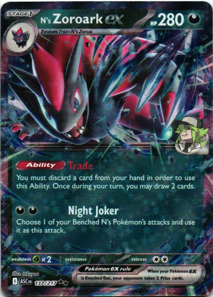 ASC N's Zoroark ex 137/217 Ascended Heroes Double rare English