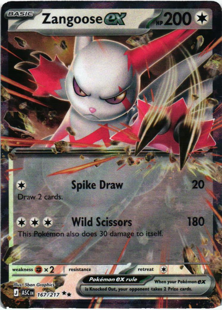 ASC Zangoose ex 167/217 Ascended Heroes Double rare English