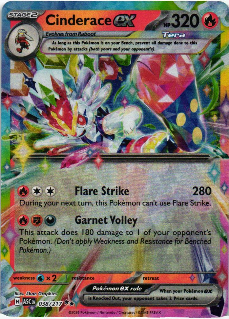 ASC Cinderace ex 038/217 Ascended Heroes Double rare English