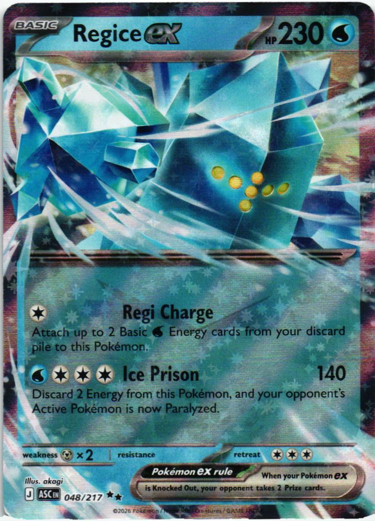 ASC Regice ex 048/217 Ascended Heroes Double rare English