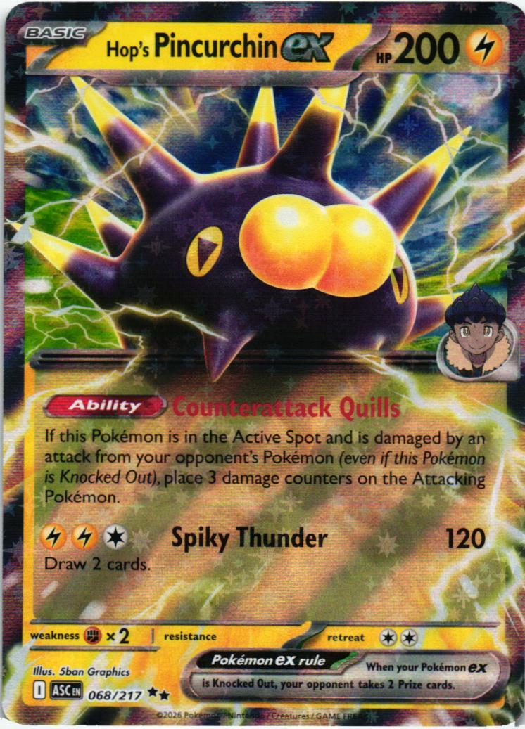 ASC Hop's Pincurchin ex 068/217 Ascended Heroes Double rare English