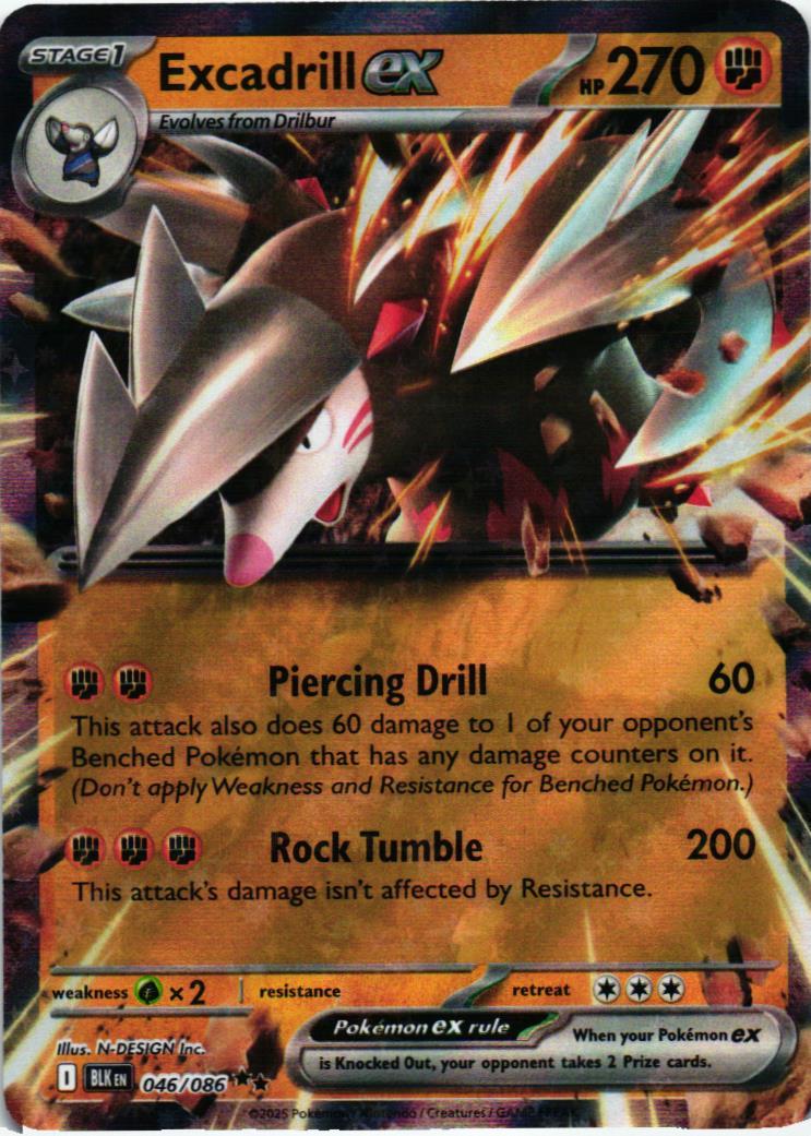 BLK Excadrill ex 046/086 Black Bolt Double rare English