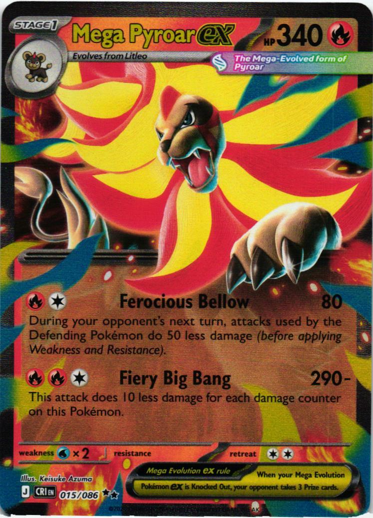 CRI Mega Pyroar ex 015/086 Chaos Rising Double rare English
