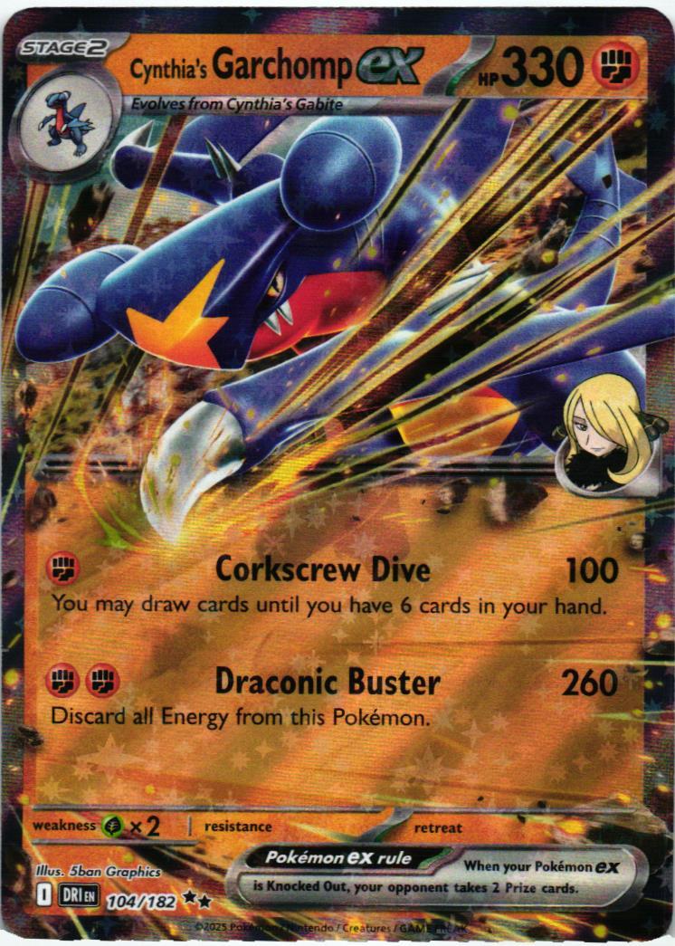 DRI Cynthia's Garchomp ex 104/182 Destined Rivals Double rare English