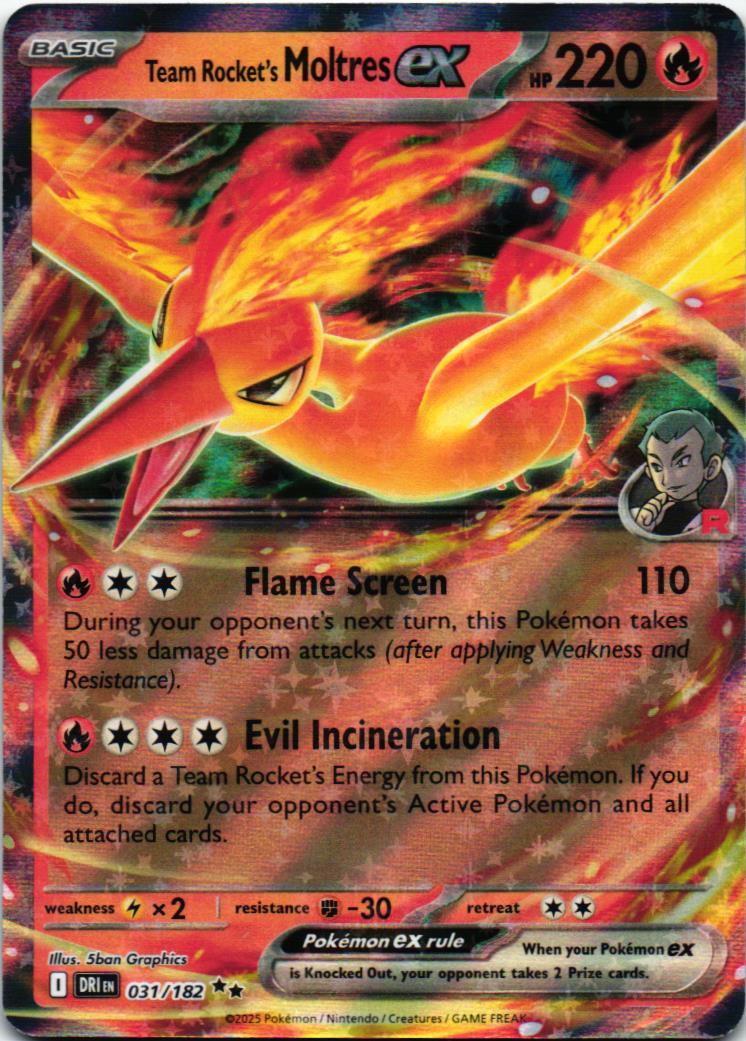 DRI Team Rocket's Moltres ex 031/182 Destined Rivals Double rare English