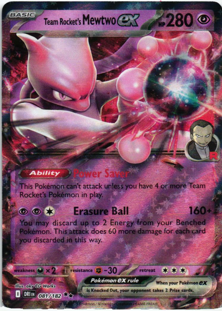 DRI Team Rocket's Mewtwo ex 081/182 Destined Rivals Double rare English