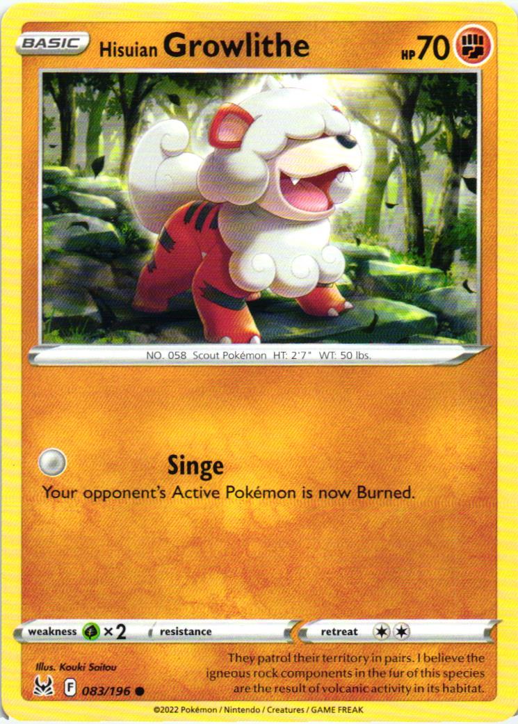 LOR Hisuian Growlithe 083/196 Lost Origin Common English