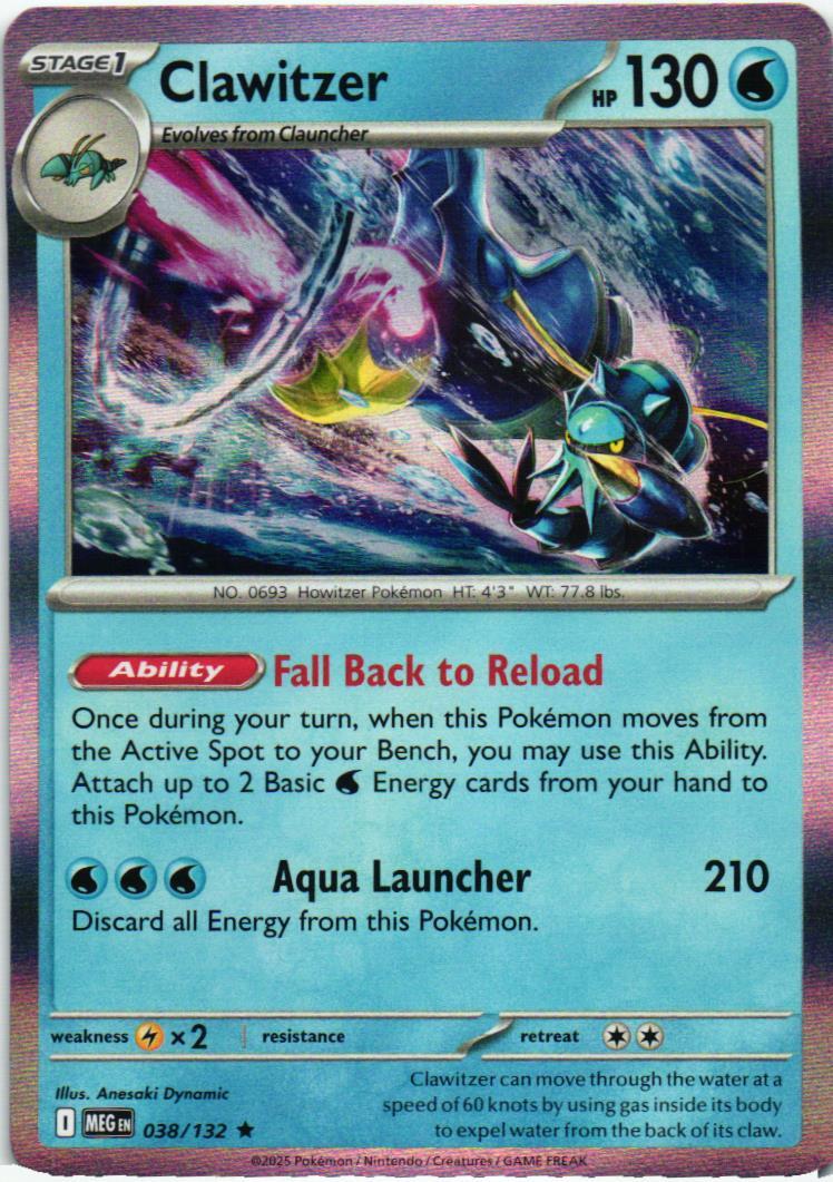 MEG Clawitzer 038/132 Mega Evolution Rare English