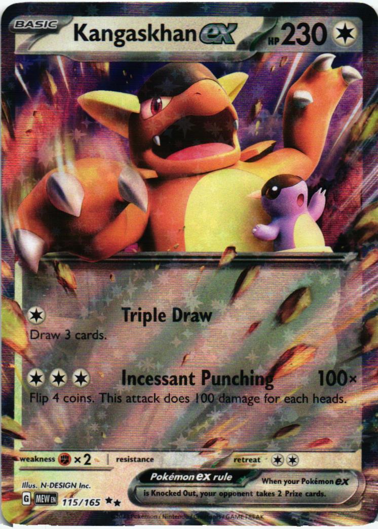 MEW Kangaskhan ex 115/165 151 Double rare English