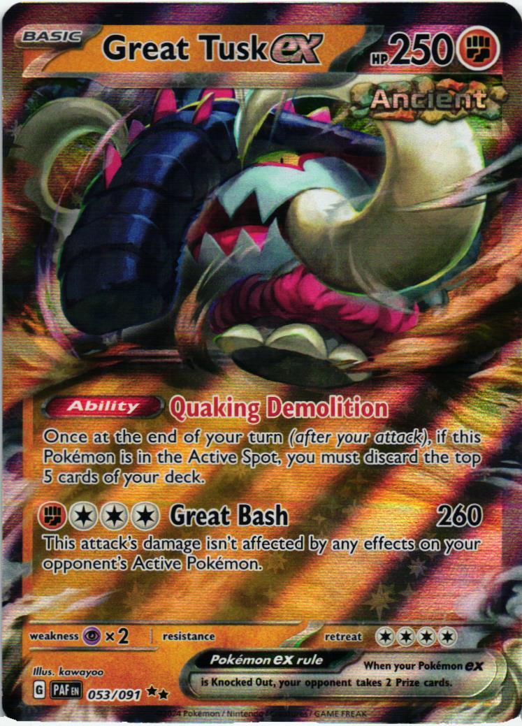 PAF Great Tusk ex 053/091 Paldean Fates Double rare English