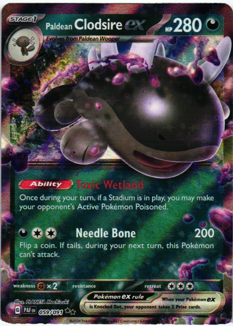 PAF Paldean Clodsire ex 059/091 Paldean Fates Double rare English
