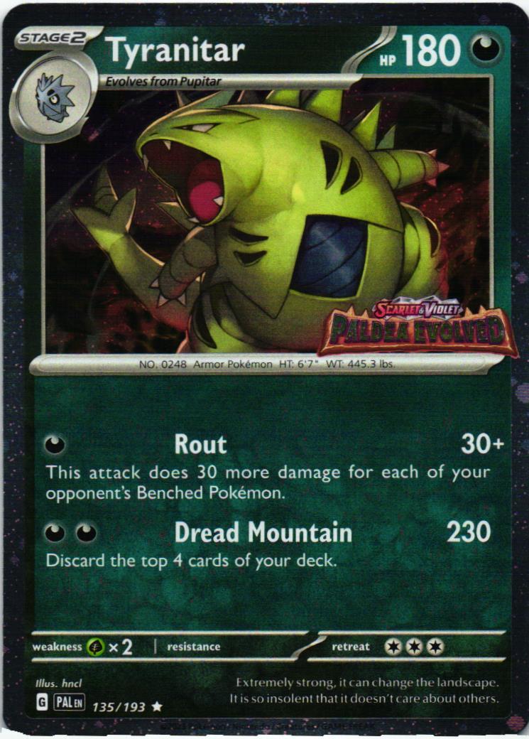 PAL Tyranitar 135/193 Paldea Evolved Rare English