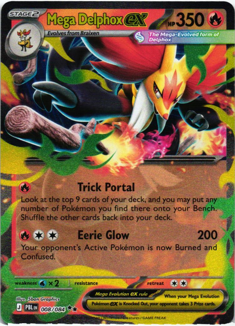PBL Mega Delphox ex 008/084 Pitch Black Double rare English