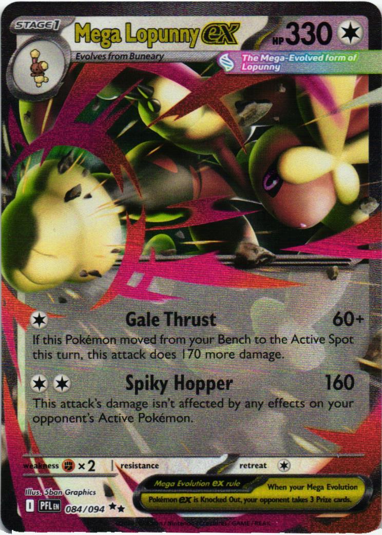 PFL Mega Lopunny ex 084/094 Phantasmal Flames Double rare English