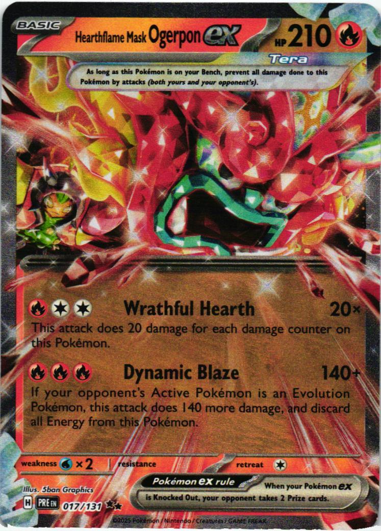 PRE Hearthflame Mask Ogerpon ex 017/131 Prismatic Evolutions Double rare English