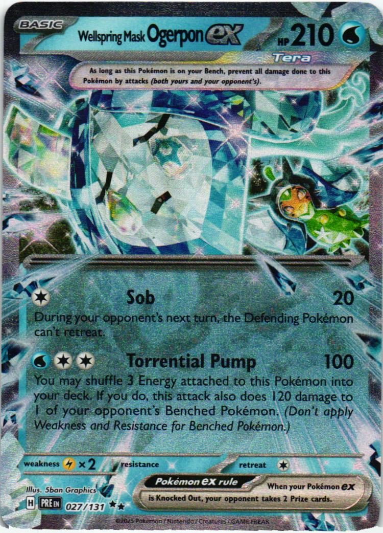 PRE Wellspring Mask Ogerpon ex 027/131 Prismatic Evolutions Double rare English