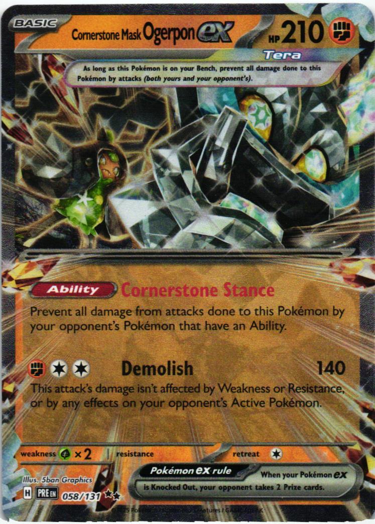 PRE Cornerstone Mask Ogerpon ex 058/131 Prismatic Evolutions Double rare English